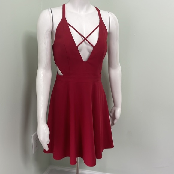 NBD x Naven Twins Open Eyes Fit and Flare Merlot Mini Dress Small Revolve NEW - Picture 3 of 10